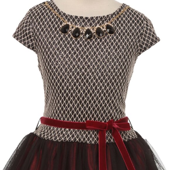 Short Sleeve Tulle Holiday Party Christmas Flower Girl Dress Sale Kids Toddler - Picture 2 of 6